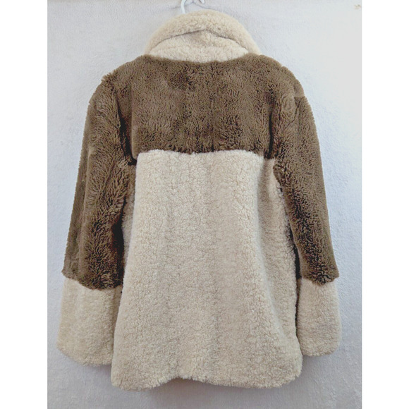 Steve Madden sz M Willow Coat faux fur pleather lined buttons multi color HU - Picture 2 of 5